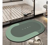 TOKLYUIE Super Absorbent Bath Mat Non Slip Anti Mould Quick-Drying Bathroom Mat Simple Kitchen Door Mat Machine Washable Large Living Room Carpet(50 x 80 cm, Oval Green)