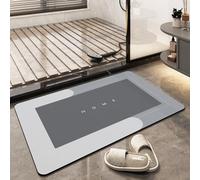 TOKLYUIE Super Absorbent Bath Mat Non Slip Anti Mould Quick-Drying Bathroom Mat Simple Kitchen Door Mat Machine Washable Large Living Room Carpet(50 x 80 cm, Rectangular Light Gray)