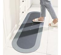 TOKLYUIE Super Absorbent Bath Mat Non Slip Anti Mould Quick-Drying Bathroom Mat Simple Kitchen Door Mat Machine Washable Large Living Room Carpet(45 x 150 cm, Oval Blue)