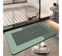 TOKLYUIE Super Absorbent Bath Mat Non Slip Anti Mould Quick-Drying Bathroom Mat Simple Kitchen Door Mat Machine Washable Large Living Room Carpet(50 x 80 cm, Rectangle Green)