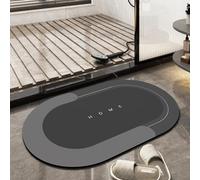 TOKLYUIE Super Absorbent Bath Mat Non Slip Anti Mould Quick-Drying Bathroom Mat Simple Kitchen Door Mat Machine Washable Large Living Room Carpet(40 x 60 cm, Oval Dark Gray)