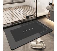 TOKLYUIE Super Absorbent Bath Mat Non Slip Anti Mould Quick-Drying Bathroom Mat Simple Kitchen Door Mat Machine Washable Large Living Room Carpet(50 x 80 cm, Rectangular Dark Gray)
