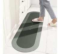 TOKLYUIE Super Absorbent Bath Mat Non Slip Anti Mould Quick-Drying Bathroom Mat Simple Kitchen Door Mat Machine Washable Large Living Room Carpet(45 x 150 cm, Oval Green)