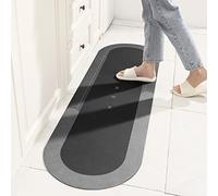 TOKLYUIE Super Absorbent Bath Mat Non Slip Anti Mould Quick-Drying Bathroom Mat Simple Kitchen Door Mat Machine Washable Large Living Room Carpet(45 x 150 cm, Oval Dark Gray)