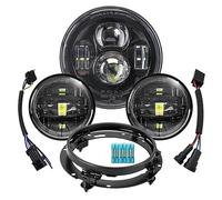 ToKnoMe Black 7" inch LED Headlight Fog Passing Lights Motorcycle Lamp Compatible with Harley Davidson Touring Road King Ultra Classic Electra Street Glide Tri Cvo Heritage Fat Boy Softail