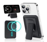 TOKNOOME for Magsafe Wallet, Ultra Slim Magnetic Card Wallet with Adjustable Stand, Minimalist Phone Wallet for All Cell Phones, Fit 1-8 Cards, Vegan Leather (Jet Black)
