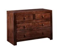 Toko Dark Mango 4 Drawer Dressing Chest - Solid Mango Wood - L45 x W100 x H100 cm Indian Hub Brown One Size