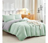 Tokokimo 4-Piece Double Bedding Set Sage Green Duvet Set with Pillowcases and Deep Fitted Sheet (40cm Mattress Depth) - Double Duvet Cover Set Ultra-Soft Microfiber, Sage Green