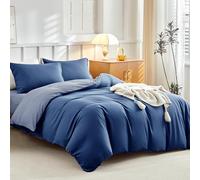 Tokokimo 4-Piece King Size Duvet Cover Sets - Dark Blue Ultra-Soft Microfibre Blue Bedding with Pillowcases & Deep Fitted Sheet (40cm Mattress Depth) King Size Bedding Sets