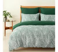 Tokokimo Bed Linen Set, for 135/150 cm Wide Beds, with Twigs and Leaves Design Microfibre, 3-Piece Set with 1 Duvet Cover, 240 x 220 cm, and 2 Pillowcases, 50 x 75 cm, Green