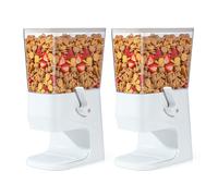 Tokokimo Cereal Dispenser Containers, Double Cereal Storage Containers - Not Easy to Crush Food, Dry Food Dispenser for Cornflakes, Candy, Nuts, Beans, Granola, (White 3.2 L*2)