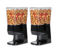 Tokokimo Cereal Dispenser Containers, Double Cereal Storage Containers - Not Easy to Crush Food, Dry Food Dispenser for Cornflakes, Candy, Nuts, Beans, Granola, (Black 3.2 L*2)