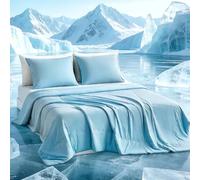 Tokokimo Cooling Comforter Set Queen Size with 2 Pillowcases, Blue Temperature Regulating & Lightweight Blanket for Hot Sleepers Night Sweats, 90x90 Inches, Soft Bedding for Summer, Machine Washable