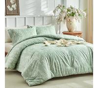 Tokokimo Coverless Duvet Double 7.5 Tog - Sage Green Double Duvet with 2 Pillowcase Little Floral Print Soft Lightweight Comforter Set for All Seasons, Green/ 200x200 cm