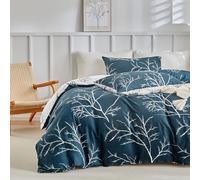 Tokokimo Double Duvet Cover Set - Blue Bedding Set Reversible Design 3pcs, Soft Microfiber Double Duvet Set 200x200 cm with Pillowcases for Bedding Bed Set, Easy Care, Printed Blue/Floral
