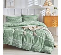 Tokokimo Duvet Cover 135/150, Nordic Duvet Cover 220x240 with Bohemian Pattern Microfiber 3-piece Set consisting of 1 Nordic Duvet Cover 220x240cm + 2 Pillowcases 50x75, Green