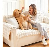 Tokokimo Faux Fur Couch Sofa Cover - 70 * 150cm Sofa Covers 2 Seater, Plush Warm Sectional Sofa Covers Washable, Non-slip Slipcover Sofa Covers for Pet Dog Furniture Protector(1PC,Beige)