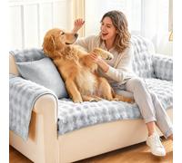 Tokokimo Faux Fur Couch Sofa Cover - 70 * 180cm Sofa Covers 3 Seater, Plush Warm Sectional Sofa Covers Washable, Non-slip Slipcover Sofa Covers for Pet Dog Furniture Protector(1PC, Grey)