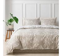 Tokokimo Grey and White Super King Duvet Set - Bedding Sets Reversible Design 3pcs, Soft Microfiber Super King Size Duvet Cover Sets 260x220 cm with Pillowcases, Easy Care, Printed Grey/Plant