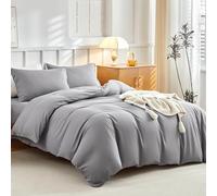 Tokokimo King Size Duvet Cover Sets 4PCS Bedding Sets, Solid Grey Kingsize Duvet Cover Sets with Pillowcases and Extra Fitted Sheet, Soft Microfiber King Size Bedding Sets