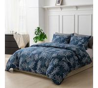 Tokokimo King Size Duvet Cover Sets Blue Bedding - Reversible Color Blue Duvet Cover Sets Floral Pattern (1x Quilt Cover, 2x Pillowcases) Soft Microfibre Floral Bedding 230x220 cm