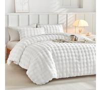 Tokokimo Teddy Fleece Coverless Duvet King Size 7.5 Tog - Cozy Soft Fluffy White King Duvet Sets with 2 Pillowcase Lightweight Comforter Set for Cold Nights, White/ 230x220 cm