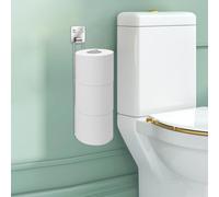 Tokokimo Toilet Roll Holder Self Adhesive Wall Mounted Toilet Roll Storage for 3 Roll Tissue, Over The Tank Toilet Paper Holder Stainless Steel No Drill for Bathroom Storage (Silver, 1 Piece)