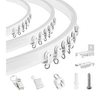 TOKPLNU Bendable Ceiling Curtain Track for Bay Window, 4.26m Curved Flexible Curtain Rail Ceiling or Wall Mounted Heavy Duty Curtain Rails and Fittings for RV Bunk Bed Room Divider