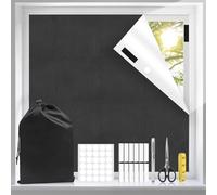 TOKPLNU Blackout Blinds 300x145cm 100% Portable Blackout Curtain Material Temporary Blackout Blinds Stick on Window Black Out Blinds Cover No Drill for Bedroom Travel Skylight Nursery Car,Black