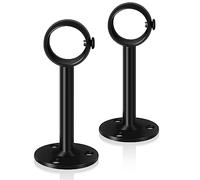 TOKPLNU Ceiling Curtain Pole Brackets, 33mm Black Curtain Rail Bracket Heavy Duty Stainless Steel Drapery Rod Holder Closet Wardrobe Pole Support Ceiling Brackets for Poles, 2 Pack