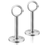 TOKPLNU Ceiling Curtain Pole Brackets, 33mm Heavy Duty Metal Curtain Rail Brackets Silver Ceiling Curtain Rod Holders Bracket for Wall, Curtain Pole Support Hooks with Screws