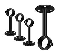 TOKPLNU Ceiling Curtain Pole Brackets, Heavy Duty Metal Curtain Rail Brackets, Stainless Steel, 25mm Black Curtain Rod Holder for Wardrobe Flange Closet Pole Socket