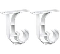 TOKPLNU Ceiling Curtain Pole Brackets White Heavy Duty Curtain Rail Brackets, Aluminum Alloy, Curtain Rod Support with Plastic Buckle Ceiling Bracket Holders for 25mm to 30mm Poles, 2 Pack