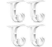 TOKPLNU Celling Mounted Curtain Pole Brackets 4 Pack, Heavy Duty Curtain Rail Brackets White,Aluminum Alloy, Drapery Rod Support Holder with Plastic Buckle Ceiling Bracket for 25mm to 30mm Poles
