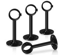 TOKPLNU Curtain Pole Brackets, 33mm Black Curtain Rail Brackets Heavy Duty Stainless Steel Curtain Rod Holder Closet Wardrobe Rod End Support Ceiling Curtain Brackets for Poles, 4 Pack