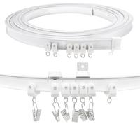TOKPLNU Curtain Rail, 2.5 Meters Flexible Bendable Ceiling Curtain Track Curved Curtain Rail Track Ceiling Wall Mounted Curtain Tracks and Fittings for Bay Window Shower Room Divider
