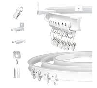 TOKPLNU Curtain Rail, Bendable Curtain Track for Bay Window, 5m Flexible Curtain Track Ceiling Wall Mounted Heavy Duty Curtain Rail Track System RV Room Divider, Curtain Rails and Fittings