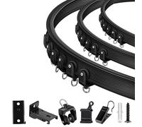 TOKPLNU Curtain Rail for Bay Window, 6m Flexible Bendable Ceiling or Wall Mounted Curtain Track System Black Curved Ceiling Curtain Track for Curtains RV Room Divider, Curtain Rails and Fittings
