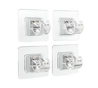 TOKPLNU Curtain Rod Brackets, Self Adhesive Curtain Holder, 4 Pack Transparent Hooks for Wall,No Drill Nail Free Adjustable Brackets for 15mm to 22mm Drape Poles
