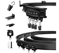 TOKPLNU Flexible Curtain Rail - 5m Black Bendable Curved Ceiling Track for Bay Window, Wall or Ceiling Mounted Curtain Rail Track System for Room Divider, Shower RV