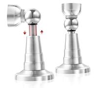 TOKPLNU Magnetic Door Stopper, 2 Pack Soft Catch Magnetic Door Holder with Updated Hydraulic Shock Absorber, Stainless Steel, Heavy Duty Magnet Door Stop Floor Wall Mounted Outdoor Doorstop, Silver