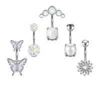 TOKRING 14G 10mm Belly Button Ring Surgical Steel Dangle Belly Button rings Navel Belly Piercing Jewelry Butterfly Evil Eye Flower Diamond Heart Snake Shaped, Metal, cubic zirconia