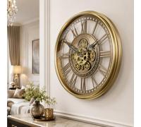 TOKTEKK 53.5cm Metal Bronze Large Wall Clock(Roman Bronze)