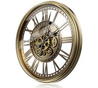 TOKTEKK 53.cm Large Wall Clock with Real Moving Gears, Battery Operated Modern Metal Decorative Oversize Industrial Steampunk Wall Clock for Living Room Decor(Roman Bronze)