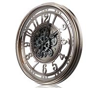 TOKTEKK Moving Gears Wall Clock, 53.5cm Large Wall Clock Modern Metal Silent Decorative Clocks, Rustic Unique Vintage Industrial Steampunk Clock for Living Room Decor Home Farmhouse,Grey Bronze Arabic
