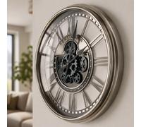 TOKTEKK Moving Gears Wall Clock 53.5cm,Roman Grey Bronze