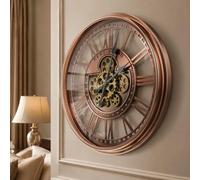 TOKTEKK Moving Gears Wall Clock 53.5cm Roman Red Bronze