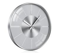 TOKTEKK Wall Clock 30.48cm Silent Non Ticking Clock Modern Wall Clocks Battery Operated for Living Room, Aluminium Round Decorative Clocks for Bedroom Kitchen Office Home Decor(Silver White Scale)