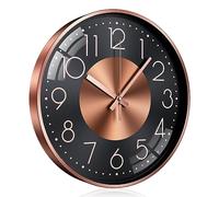 TOKTEKK Wall Clock 30.48cm Silent Non Ticking Modern Round Decorative Clock Battery Operated for Living Room Bedroom Kitchen Office Home Decor Rose Gold with Black Dial