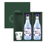TokTok Sparkling Soju Gift Set & Glass - Fruity Korean Cocktail Drink 360ml 7% Alc./Vol (Pack of 2, Multiple Flavours) (Pack of 2, Blueberry)